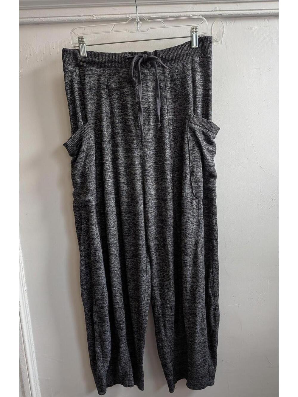 Saturday Sunday Pants Womens M Gray Wide Leg Knit Drawstring Lounge Sweatpants